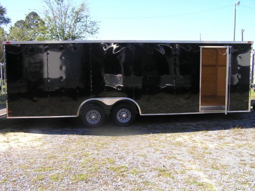 8.5x24 TA Trailer - Black, Ramp, Side Door, D-Rings, and 5K Axles