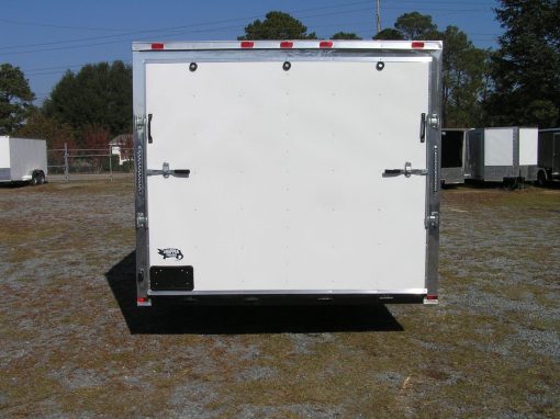 8.5x24 TA Trailer - White, Ramp, Side Door, D-Rings, 5K Axles, and Radials