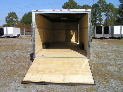 8.5x24 TA Trailer - White, Ramp, Side Door, D-Rings, 5K Axles, and Radials