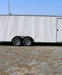 8.5x24 TA Trailer - White, Ramp, Side Door, D-Rings, 5K Axles, and Radials