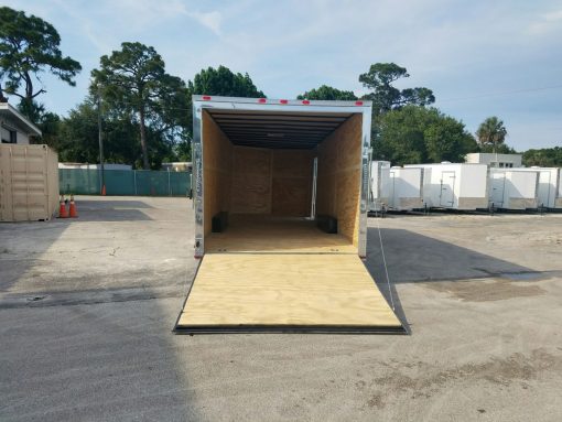 8.5x24 TA Trailer - White, Ramp, Side Door, D-Rings, 5K Axles, Extra Height, and Radials