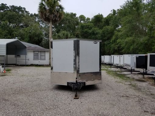 8.5x28 TA Trailer - White, Ramp, Side Door, D-Rings, 5K Axles