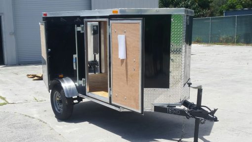 4x8 SA Trailer - Black, Single Door, Side Door