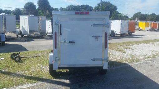 4x8 SA Trailer - White, Single Door, Side Door, and Roof Vent