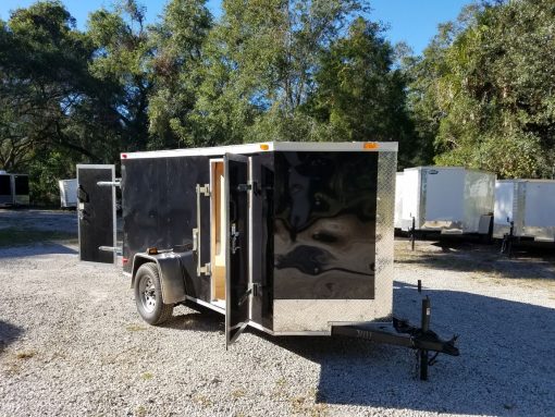 5x10 SA Trailer - Black, Double Doors, Side Door