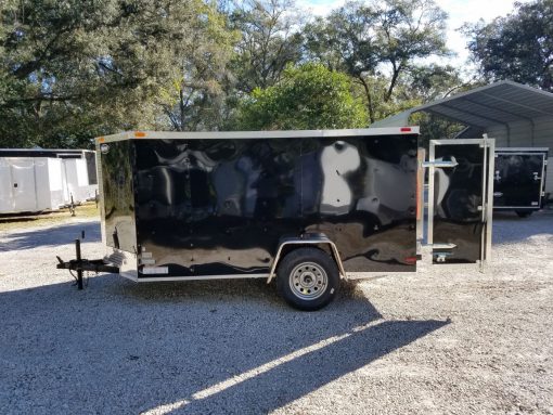 5x10 SA Trailer - Black, Double Doors, Side Door