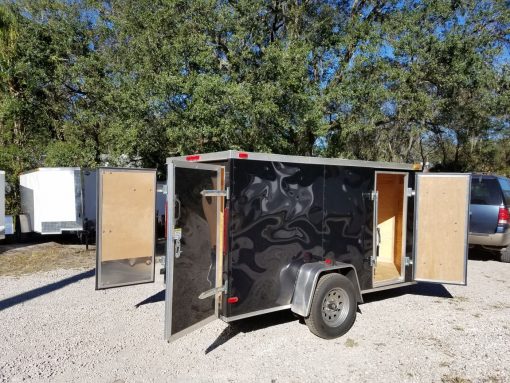 5x10 SA Trailer - Black, Double Doors, Side Door