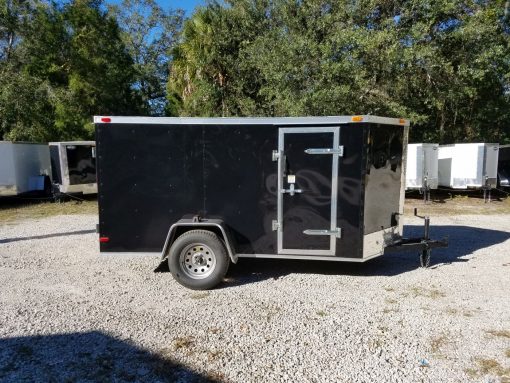 5x10 SA Trailer - Black, Double Doors, Side Door