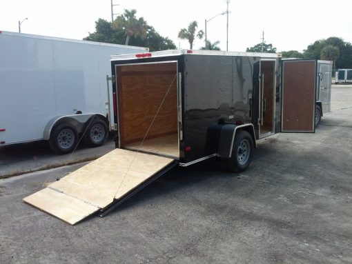 5x10 SA Trailer - Black, Ramp, Side Door