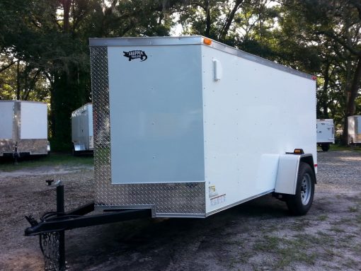 5x10 SA Trailer - White, Double Doors, Side Door, Side Vents
