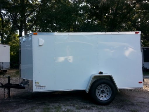 5x10 SA Trailer - White, Double Doors, Side Door, Side Vents