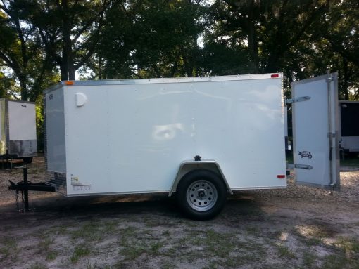 5x10 SA Trailer - White, Double Doors, Side Door, Side Vents