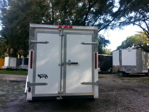 5x10 SA Trailer - White, Double Doors, Side Door, Side Vents