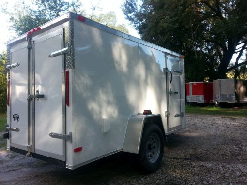 5x10 SA Trailer - White, Double Doors, Side Door, Side Vents