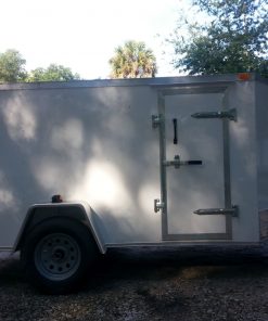 5x10 SA Trailer - White, Double Doors, Side Door, Side Vents