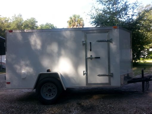 5x10 SA Trailer - White, Double Doors, Side Door, Side Vents