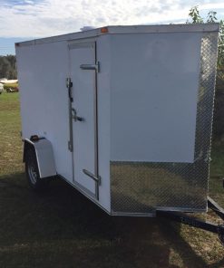 5x10 SA Trailer - White, Double Doors, Side Door, Extra Height