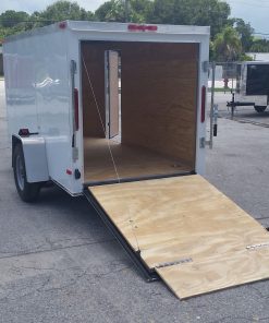 5x10 SA Trailer - White, Ramp, Side Door, and D-Rings