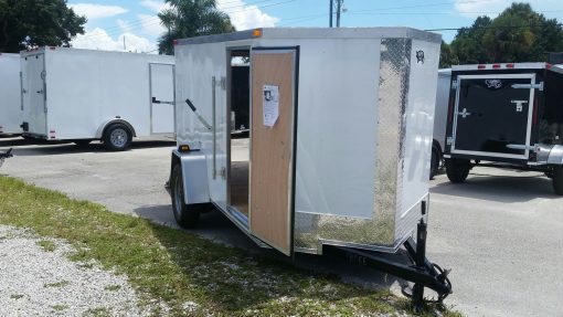 5x10 SA Trailer - White, Ramp, Side Door