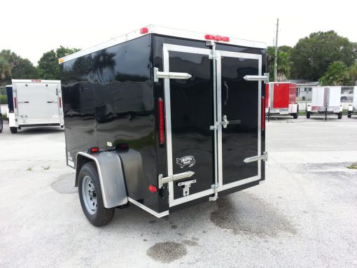 5x8 SA Trailer - Black, Double Doors, Side Door