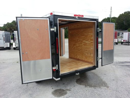 5x8 SA Trailer - Black, Double Doors, Side Door