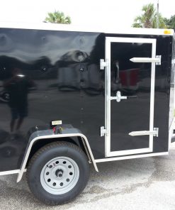 5x8 SA Trailer - Black, Double Doors, Side Door