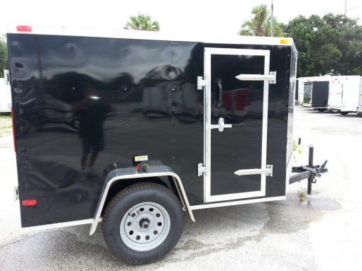 5x8 SA Trailer - Black, Double Doors, Side Door