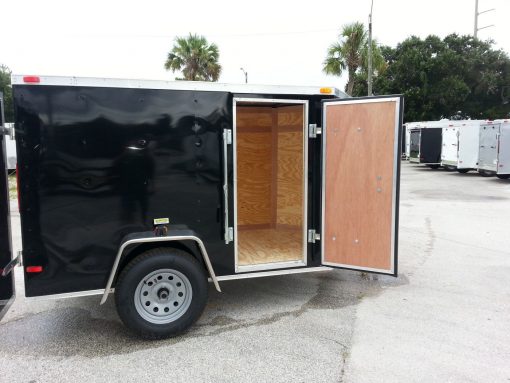 5x8 SA Trailer - Black, Double Doors, Side Door