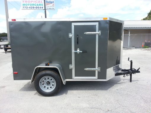 5x8 SA Trailer - Charcoal Gray, Ramp, Side Door