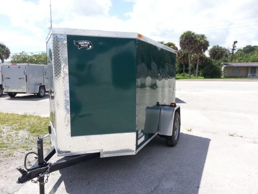 5x8 SA Trailer - Green, Ramp, Side Door