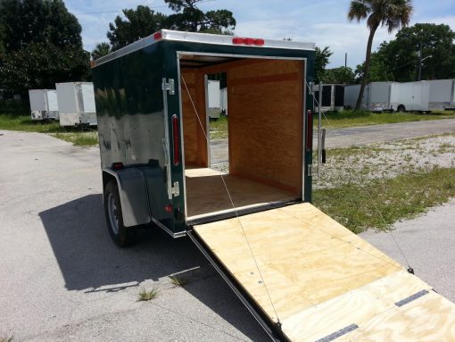 5x8 SA Trailer - Green, Ramp, Side Door