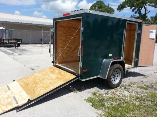 5x8 SA Trailer - Green, Ramp, Side Door