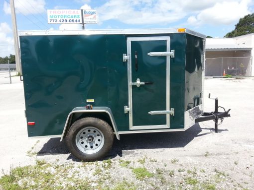 5x8 SA Trailer - Green, Ramp, Side Door