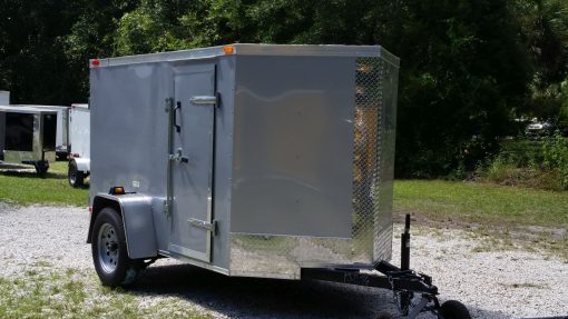 Custom 5x8 SA Trailer - Silver Frost, Double Barn Doors, Side Door, Stab Jacks