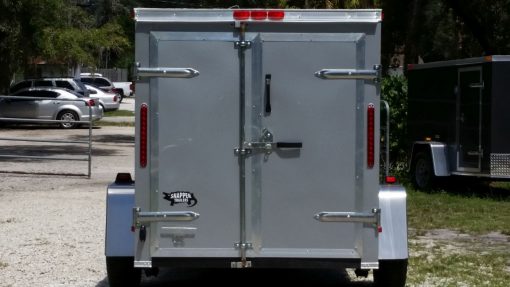 Custom 5x8 SA Trailer - Silver Frost, Double Barn Doors, Side Door, Stab Jacks