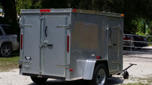 Custom 5x8 SA Trailer - Silver Frost, Double Barn Doors, Side Door, Stab Jacks