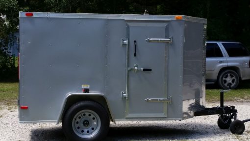 Custom 5x8 SA Trailer - Silver Frost, Double Barn Doors, Side Door, Stab Jacks