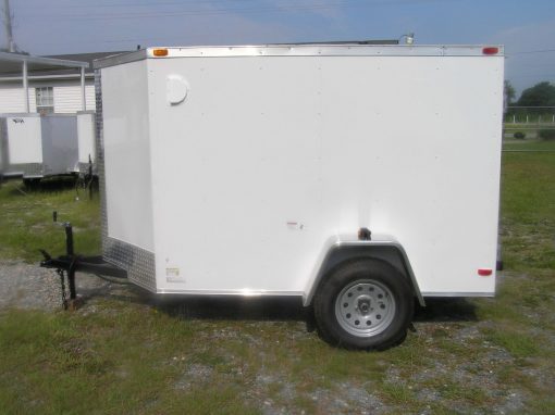 5x8 SA Trailer - White, Double Doors, Extra Height, Side Vents