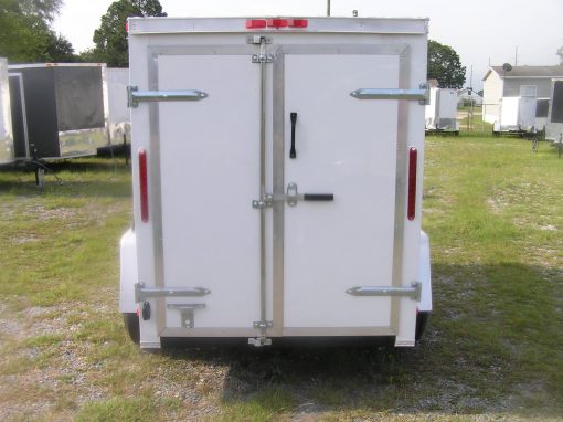 5x8 SA Trailer - White, Double Doors, Extra Height, Side Vents