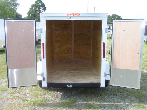 5x8 SA Trailer - White, Double Doors, Extra Height, Side Vents