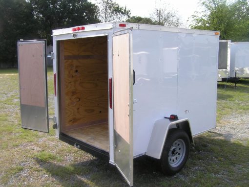 5x8 SA Trailer - White, Double Doors, Extra Height, Side Vents