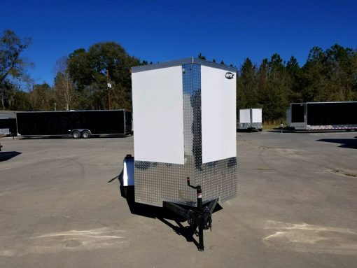 5x8 SA Trailer - White, Ramp, Side Door, Additional Height