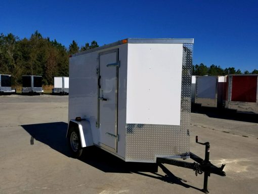 5x8 SA Trailer - White, Ramp, Side Door, Additional Height