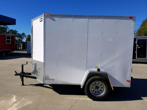 5x8 SA Trailer - White, Ramp, Side Door, Additional Height