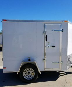 5x8 SA Trailer - White, Ramp, Side Door, Additional Height