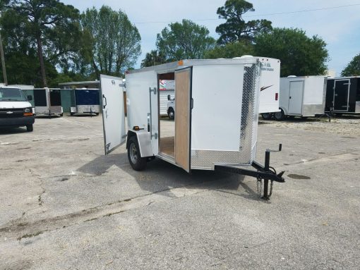 5x8 SA Trailer - White, Single Door, Side Door