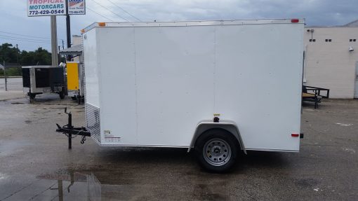 6x10 SA Trailer - White, Ramp, Side Door