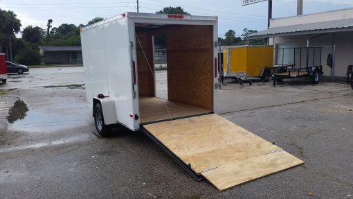 6x10 SA Trailer - White, Ramp, Side Door