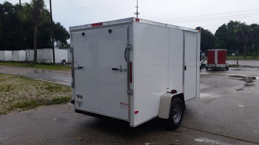 6x10 SA Trailer - White, Ramp, Side Door