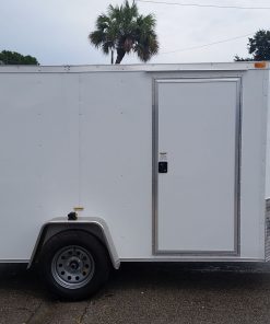 6x10 SA Trailer - White, Ramp, Side Door